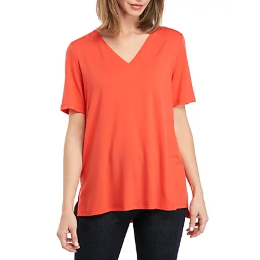 Eileen Fisher V-Neck Short Sleeve Jersey T-Shirt S
